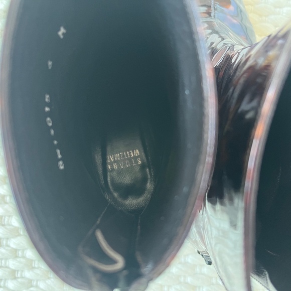 Stuart Weitzman Women’s Brown Gloss Tortoise Ankle Pointed Toe Boot 6 Wedge Heel - Picture 8 of 10